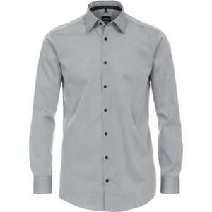 VENTI - Modern Fit - Overhemd - Grijs - Popeline - Strijkvriendelijk