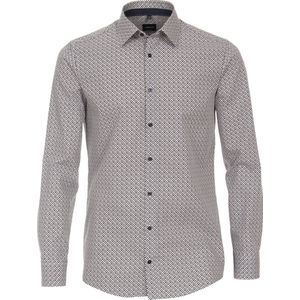 VENTI - Multicolor Fantasie - Overhemd - Bruin - 100% Katoen - Strijkvriendelijk - Boordmaat: 43