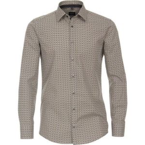 VENTI - Modern Fit - Overhemd - Geel Dessin - Strijkvriendelijk