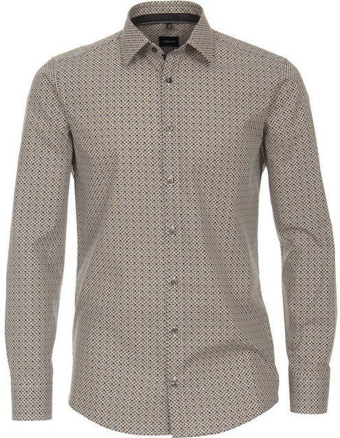 VENTI - Modern Fit - Overhemd - Geel Dessin - Strijkvriendelijk