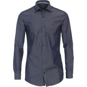 VENTI - Body Fit Overhemd - Blauw - Strijkvriendelijk - Kent Kraag