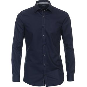 VENTI - Body Fit - Overhemd - Blauw - Strijkvriendelijk