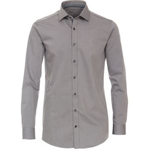 VENTI - Body Fit Overhemd - Grijs - Twill - Strijkvriendelijk