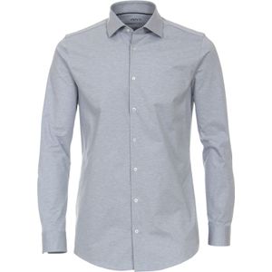 VENTI - Body Fit Overhemd - Blauw - Jersey - Strijkvriendelijk