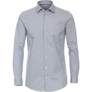 VENTI - Body Fit Overhemd - Blauw - Jersey - Strijkvriendelijk