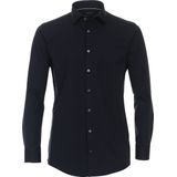 VENTI - Modern Fit Overhemd - Blauw - Jersey - Strijkvriendelijk