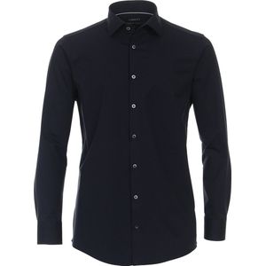 VENTI - Modern Fit Overhemd - Blauw - Jersey - Strijkvriendelijk