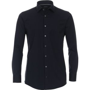 VENTI - Modern Fit - Overhemd - Blauw - Jersey - Strijkvriendelijk