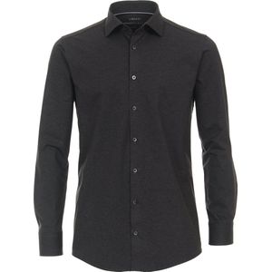 Seidensticker shaped fit overhemd - korte mouw - antraciet fil a fil - Strijkvrij - Boordmaat: 37