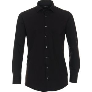 VENTI Overhemd Jersey - Zwart - Modern Fit