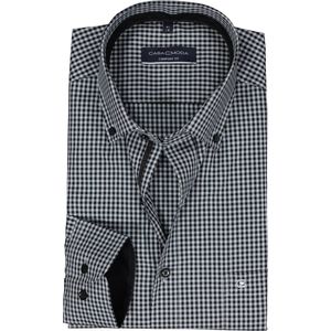 CASA MODA Overhemd - Zwart Geruit - 100% Katoen - Button Down Kraag