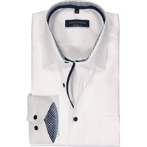 CASA MODA - Wit Effen Overhemd - 100% Katoen - Kent Kraag - Lange Mouwen