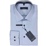 CASA MODA - Blauw Effen - Overhemd - 100% Katoen - Kent Kraag - Lange Mouwen