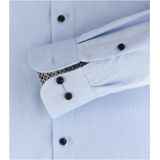 CASA MODA - Blauw Effen - Overhemd - 100% Katoen - Kent Kraag - Lange Mouwen