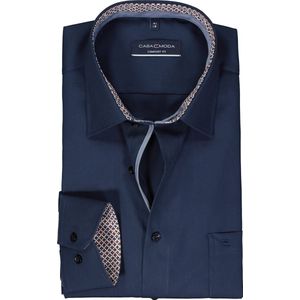CASA MODA - Comfort Fit Overhemd - Donkerblauw - Popeline - Strijkvriendelijk