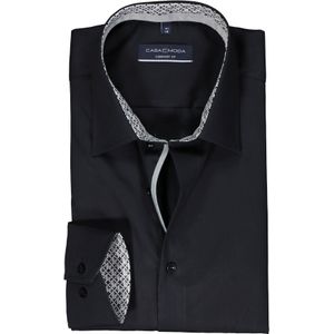 CASA MODA Overhemd - Zwart - 100% Katoen - Kent Kraag - Lange Mouwen