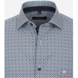 CASA MODA - Comfort Fit Overhemd - Popeline - Blauw met Wit Dessin - Strijkvriendelijk