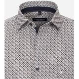 CASA MODA - Comfort Fit Overhemd - Bruin Dessin - Popeline - Strijkvriendelijk