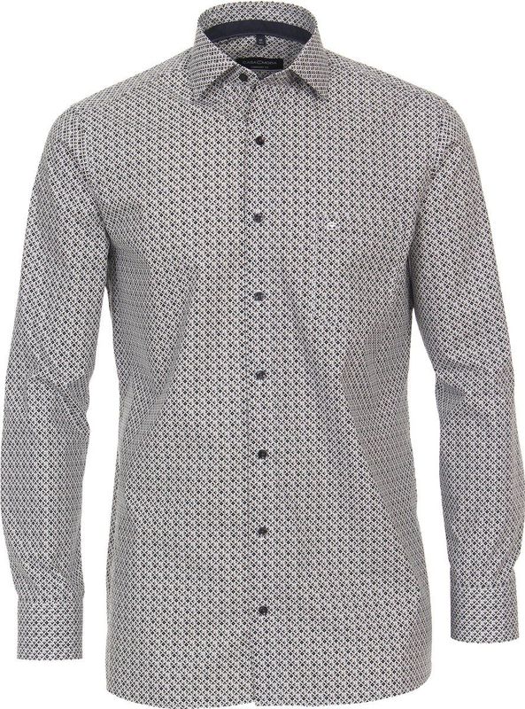 CASA MODA - Comfort Fit Overhemd - Bruin Dessin - Popeline - Strijkvriendelijk