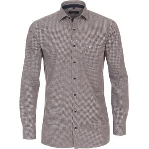 CASA MODA - Comfort Fit - Overhemd - Rood met Blauw en Wit Dessin - Popeline