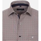 CASA MODA - Comfort Fit - Overhemd - Rood met Blauw en Wit Dessin - Popeline