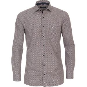 CASA MODA - Comfort Fit - Overhemd - Rood met Blauw en Wit Dessin - Popeline