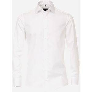 VENTI - Modern Fit Overhemd - Wit - Mouwlengte 7 - Strijkvrij
