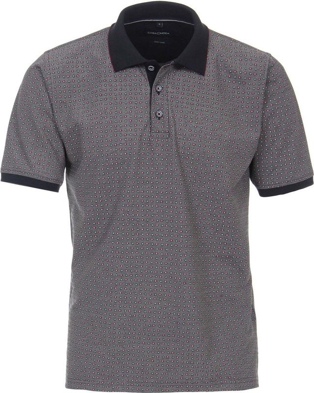 Casa Moda Polo Print - Grijs - Katoen/Polyester - Regular-Fit