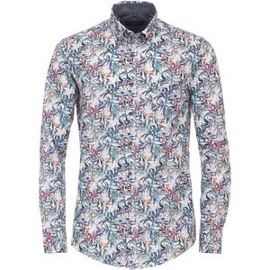 CASA MODA Multicolor Fantasie Overhemd - 100% Katoen - Lange Mouwen - Button Down Kraag
