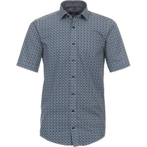 CASA MODA Sport Overhemd - Korte Mouw - Blauw Dessin - Popeline