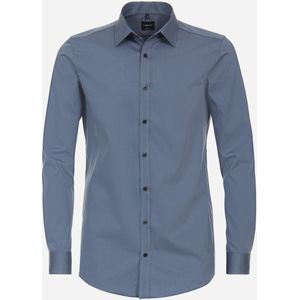 VENTI - Body Fit Overhemd - Blauw - Popeline - Strijkvriendelijk