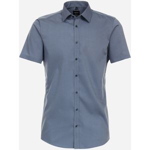 VENTI - Body Fit - Overhemd - Blauw - Korte Mouw - Strijkvriendelijk