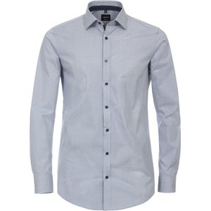 VENTI - Body Fit - Overhemd - Blauw - Mouwlengte 72 cm - Strijkvriendelijk