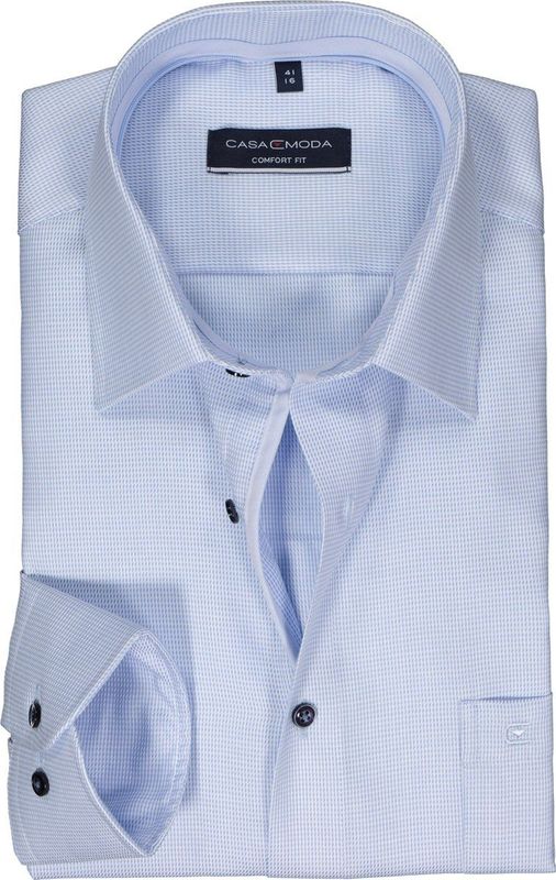 CASA MODA - Comfort Fit Overhemd - Blauw - Strijkvriendelijk