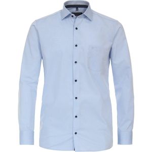 CASA MODA - Blauw Effen Overhemd - 100% Katoen - Kent Kraag - Lange Mouwen