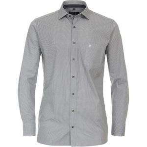 CASA MODA - Modern Fit Overhemd - Popeline - Zwart met Wit Dessin - Strijkvriendelijk