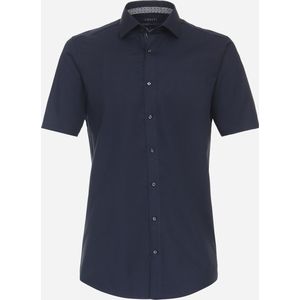 VENTI - Heren Overhemd - Korte Mouwen - Blauw - Twill - Strijkvrij