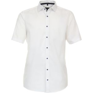 VENTI - Heren Overhemd - Korte Mouwen - Blauw - Dobby Weaving - Strijkvrij