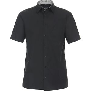 CASA MODA Overhemd - Zwart - 100% Katoen - Korte Mouwen - Kent Kraag