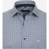 CASA MODA - Comfort Fit - Overhemd - Blauw Dessin - Korte Mouw - Strijkvriendelijk