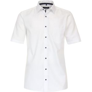 CASA MODA - Comfort Fit Overhemd - Wit - Korte Mouw - Dobby - Strijkvrij