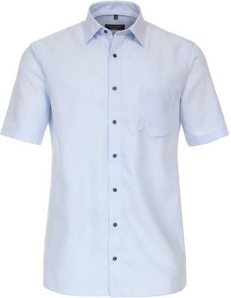 CASA MODA Overhemd - Blauw - Katoen - Korte Mouwen - Kent Kraag