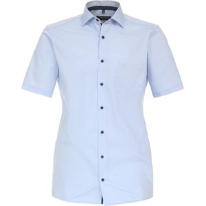 CASA MODA Overhemd - Blauw Effen - 100% Katoen - Korte Mouwen - Kent Kraag