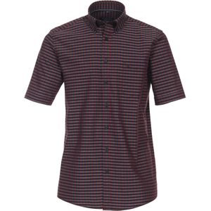 CASA MODA - Sport Comfort Fit Overhemd - Rood Geruit - Korte Mouw - Strijkvriendelijk