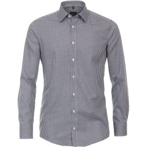 VENTI - Modern Fit - Overhemd - Blauw met Wit Geruit - Strijkvriendelijk