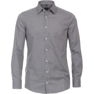 VENTI - Modern Fit Overhemd - Zwart met Wit Geruit - Strijkvriendelijk