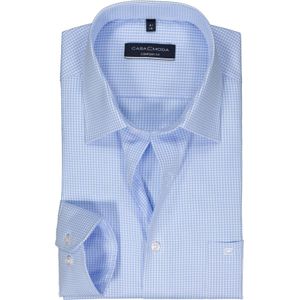 CASA MODA - Comfort Fit - Overhemd - Lichtblauw met Wit Geruit - Strijkvriendelijk
