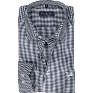 CASA MODA - Comfort Fit Overhemd - Twill - Blauw met Wit Geruit - Strijkvriendelijk