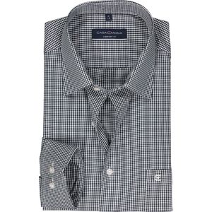 CASA MODA comfort fit overhemd, twill, zwart met wit geruit