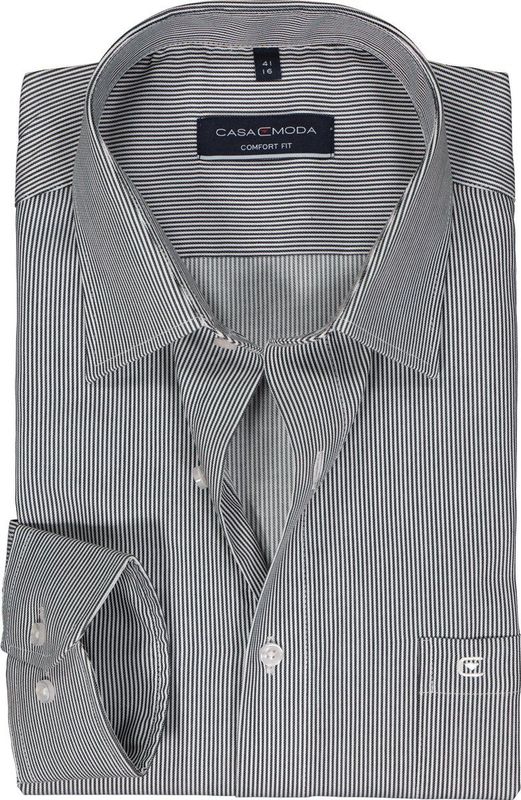 CASA MODA comfort fit overhemd, twill, zwart gestreept
